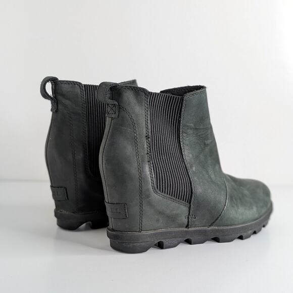 Sorel Joan of Arctic Wedge II Chelsea Boots Black Leather W 8 Waterproof - Picture 15 of 16